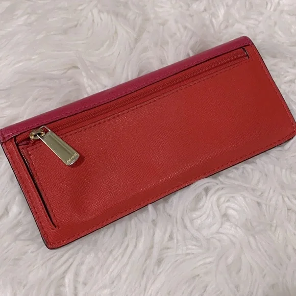 COACH color block long line wallet snap closure card compartments leather - Picture 2 of 12